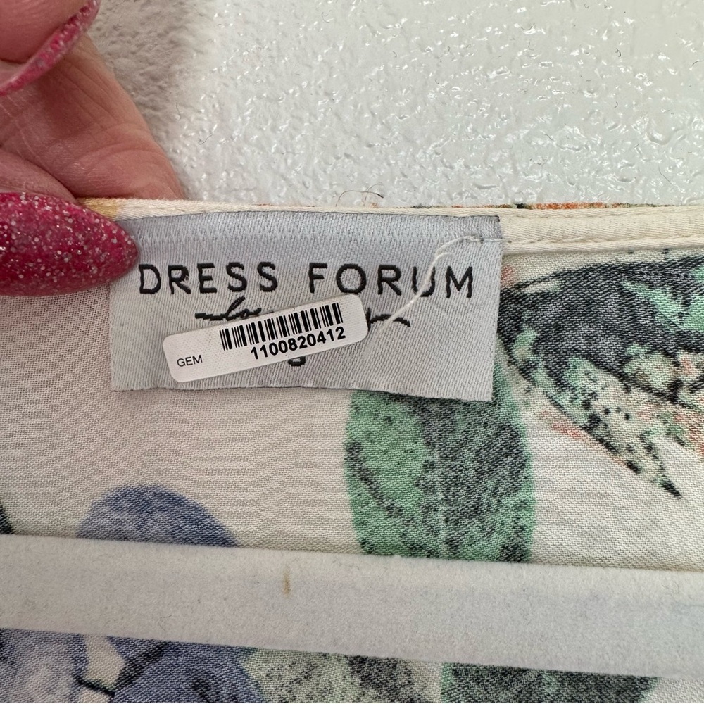 Dress Forum Peach Fruit Print Wrap Dress Short Sleeve Mini Size S Small - Picture 5 of 13